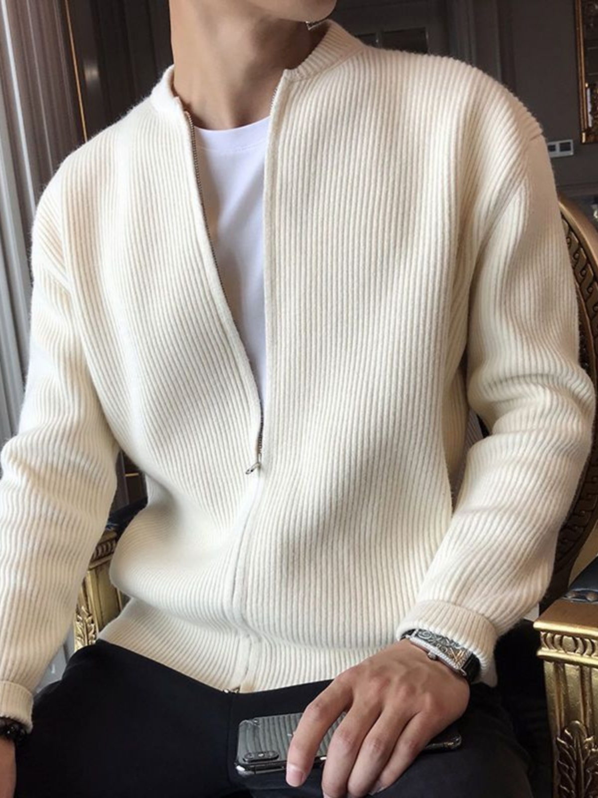 Resin Vat - Cardigan en maille pour homme, style