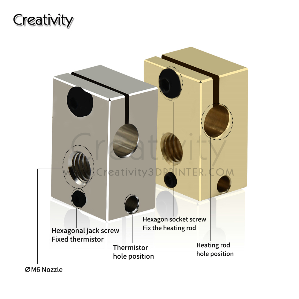 Bloc chauffant V6 PT100 en cui - Direct Drive Extruder avis et prix
